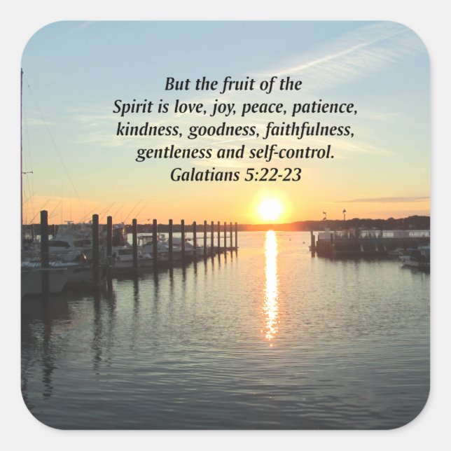 GALATIANS 5 SUNSET PHOTO SQUARE STICKER (Front)