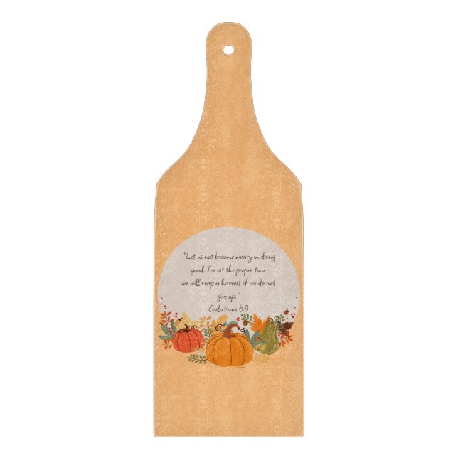 Galatians 6:9 Harvest Autumn Fall Thankful Pumpkin Cutting Board (Front)