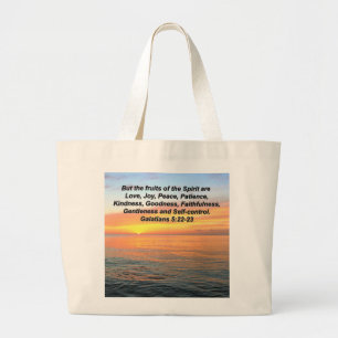 GALATIANS FRUIT OF THE SPIRIT BIBLE VERSE LARGE TOTE BAG