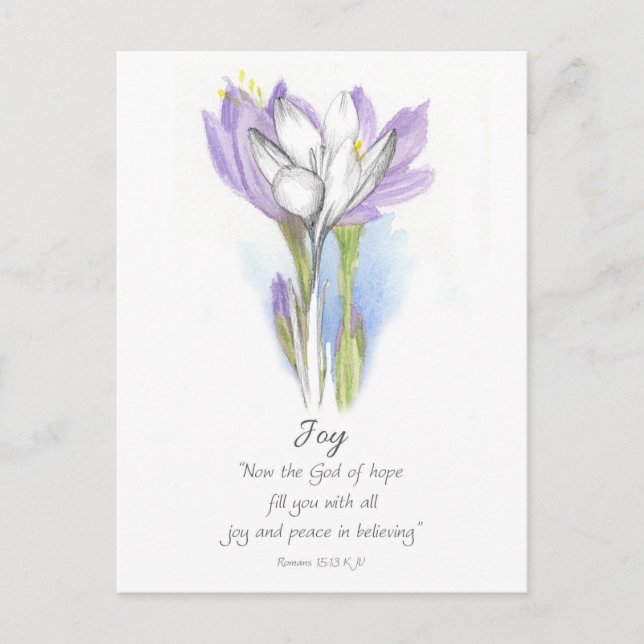 Galatians Fruit of the Spirit Joy Scripture Crocus Postcard (Front)