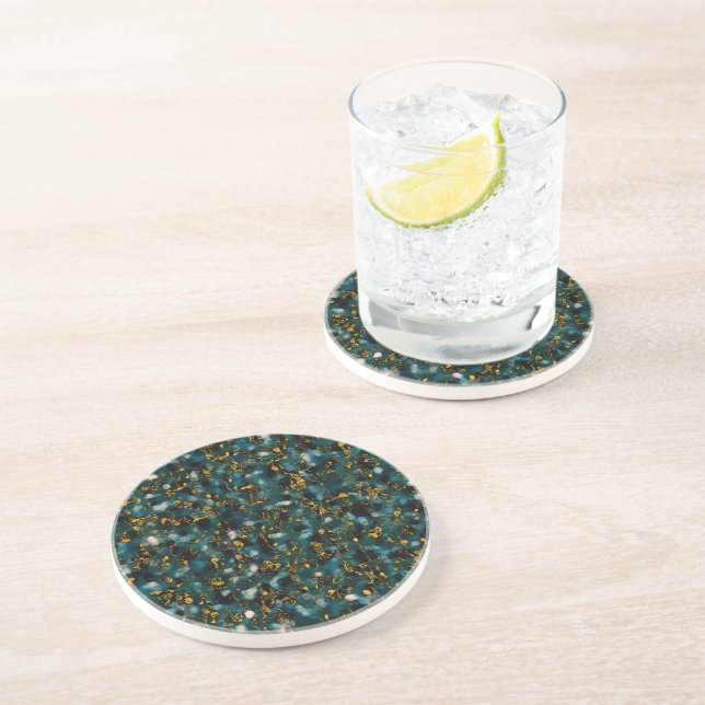 Galaxies Black Blue & Gold Coaster (Side)