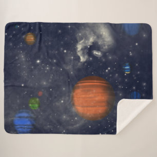 Galaxies with stars and planets in space sherpa blanket