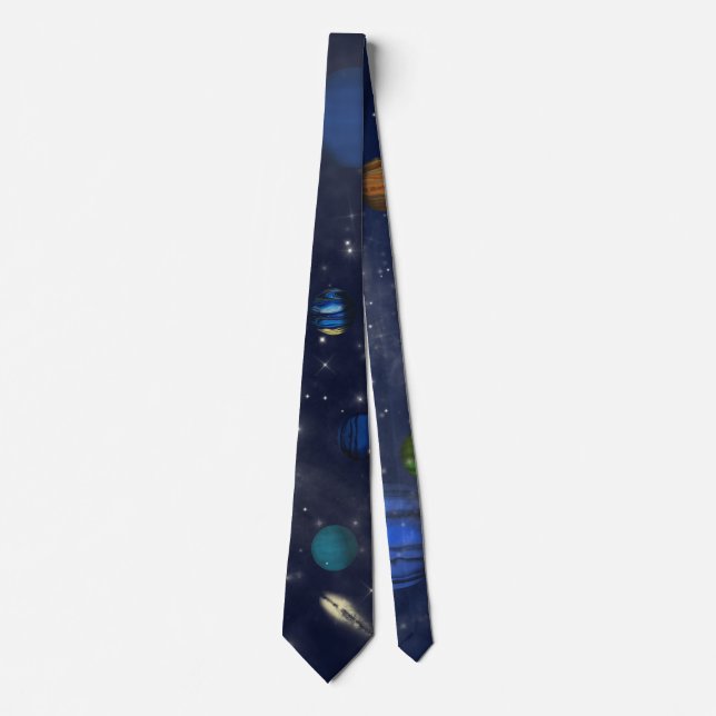 Galaxies with stars and planets in space tie (Front)