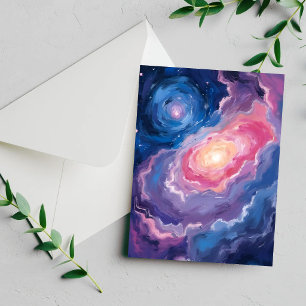 Galaxy Above Sky Stars Pastel Watercolor Card