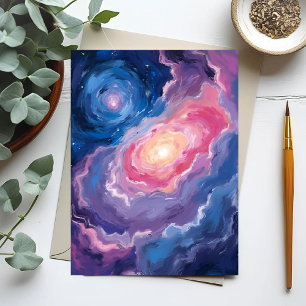 Galaxy Above   Sky Stars Pastel Watercolor Postcard