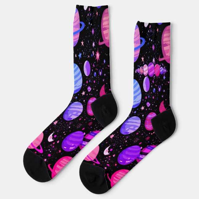 Galaxy Adventure Socks – Fun Astronaut & Outer Spa (Left)