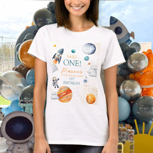 Galaxy Adventure Space Boy First Birthday 1st Bday T-Shirt