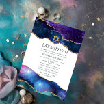 Galaxy Agate Bat Mitzvah Invitation<br><div class="desc">Galaxy foil and faux glitter agate stone bat mitzvah invitation customisable to your event specifics.</div>