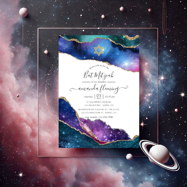 Galaxy Agate Bat Mitzvah Invitation (Galaxy Agate Bat Mitzvah Invitation)