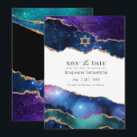 Galaxy Agate Bat Mitzvah Save The Date<br><div class="desc">Galaxy foil and faux glitter agate stone bat mitzvah save the date customizable to your event specifics.</div>