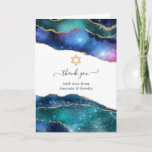 Galaxy Agate Bat Mitzvah Thank You Card<br><div class="desc">Galaxy faux gold glitter agate stone bat mitzvah thank you card with elegant handwriting typography customisable to your event specifics.</div>