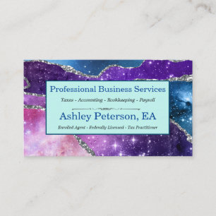 Galaxy Agate Faux Glitter Business Car Card