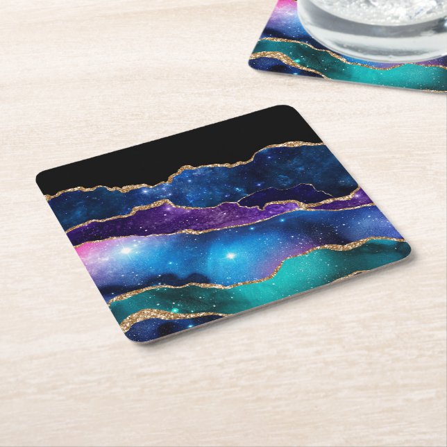 Galaxy Agate Series Design 13  Square Paper Coaster (Angled)