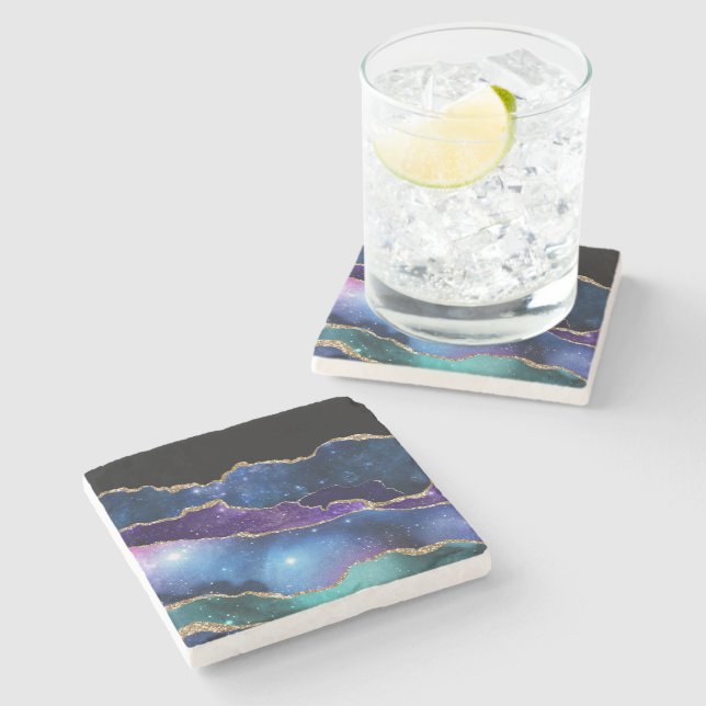 Galaxy Agate Series Design 13  Stone Coaster (Side)