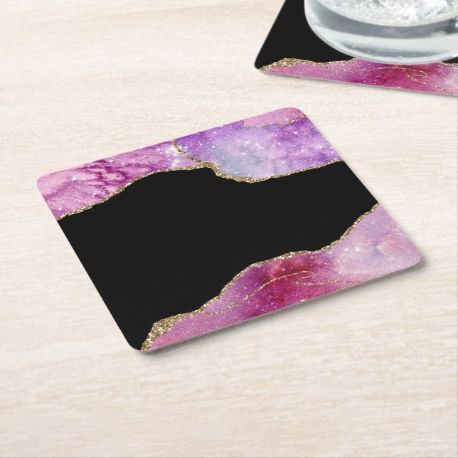 Galaxy Agate Series Design 2   Square Paper Coaster (Angled)