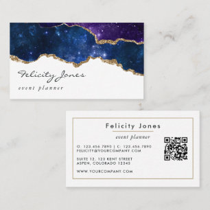 Galaxy Agate Stone QR Code Business Card
