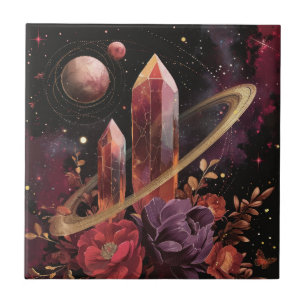 Galaxy Amethyst Starfield Cosmic Pattern Ceramic Tile