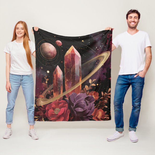 Galaxy Amethyst Starfield Cosmic Pattern Fleece Blanket (In Situ)