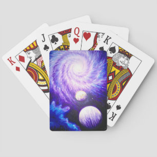 Galaxy and planets playing cards