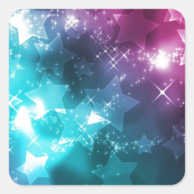 galaxy and stars square sticker (Front)