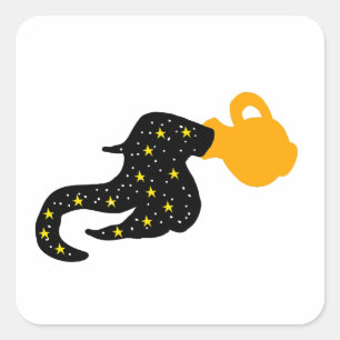 Galaxy Aquarius Water Bearer Silhouette Square Sticker