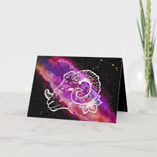Galaxy Aries Constellation Zodiac Sign Birthday Card