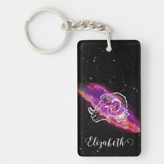 Galaxy Aries Zodiac Constellation Sign Key Ring (Front)