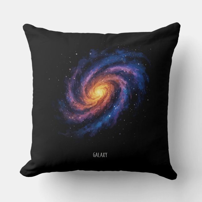 Galaxy Artwork – Cosmic Spiral Space Illustration Cushion (Front)