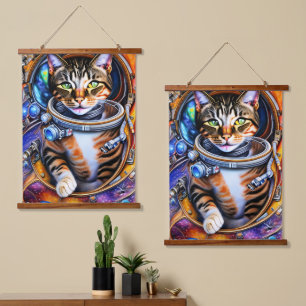 Galaxy Astronaut Cat Hanging Tapestry