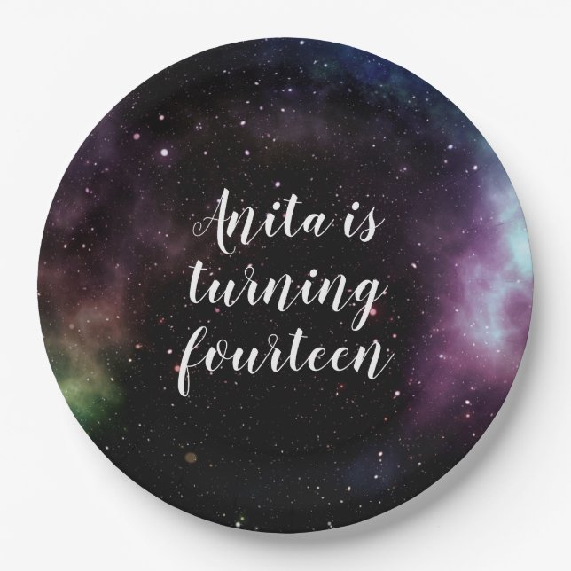 Galaxy Birthday Party Decorations Space Themed Paper Plate (Front)