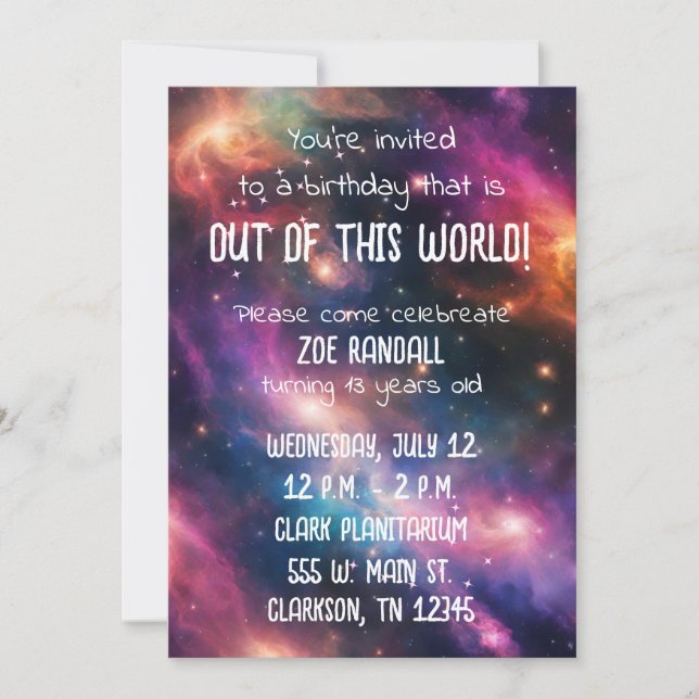 Galaxy Birthday Party Invitations (Front)