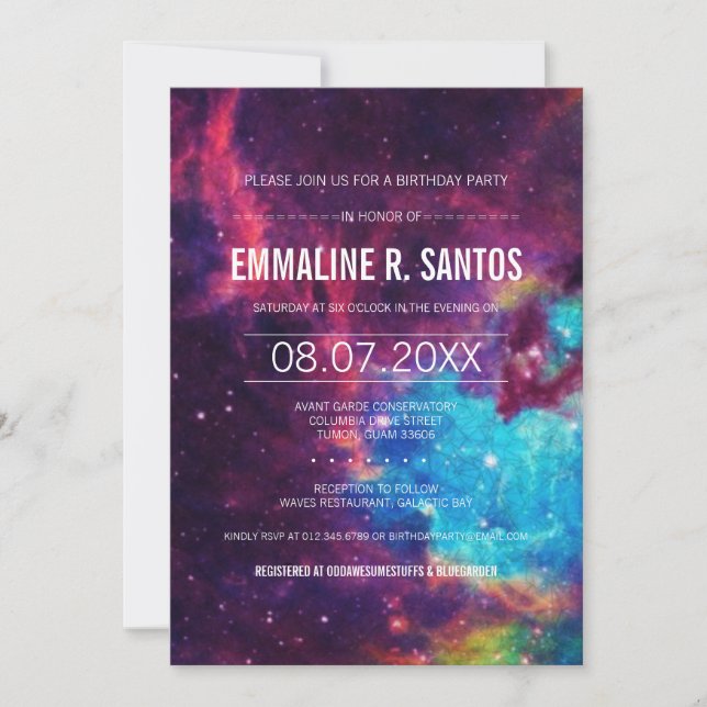 Galaxy Birthday Party Invite (Front)