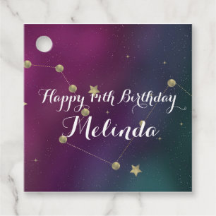 Galaxy Birthday Party Purple Blue Sky Foil Stars  Favour Tags