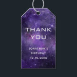 Galaxy Birthday Thank You | Space Science Party Gift Tags<br><div class="desc">This personalised galaxy birthday thank you favour tag features a deep purple cosmic space background with stars and nebulae and a clean modern “Thank You” message. Customise the tag with a name and birthday date to create a special finishing touch for your party favours. Perfect for space themed birthday parties,...</div>