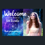 Galaxy Blue Purple Bar Bat Mitzvah Photo Welcome Poster<br><div class="desc">Create your own unique, elegant welcome party signs designing on a simple photo template that can be personalised with your custom text and picture. The cool galaxy artwork by Raphaela Wilson depicts a purple and blue watercolor space nebula, a night sky filled with stars, as well as a modern white...</div>