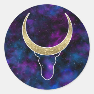 Galaxy bull, cow gold luxury glitter  2021 symbol classic round sticker
