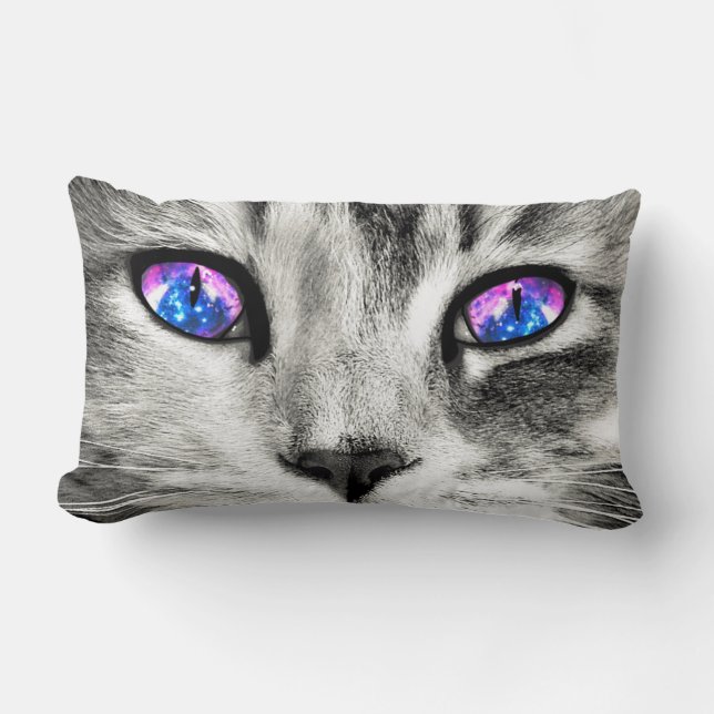 Galaxy Cat Eye Lumbar Throw Pillow (Front)