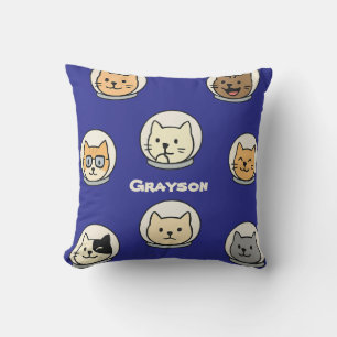 Galaxy Cat Head Pillow With Name For Cat Lovers