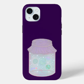 Galaxy Cat in a Jar | Kawaii Space Cat Art iPhone 15 Mini Case
