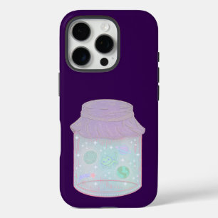 Galaxy Cat in a Jar Kawaii Space Cat Art iPhone 16 Pro Case