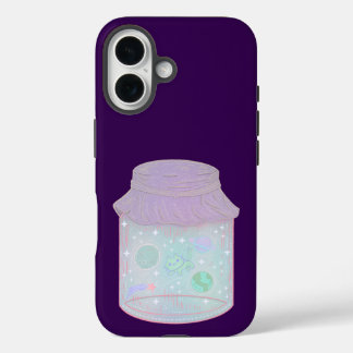 Galaxy Cat in a Jar | Kawaii Space Cat Art iPhone 16 Case