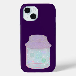 Galaxy Cat in a Jar | Kawaii Space Cat Art iPhone 15 Case