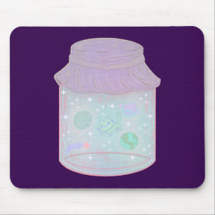 Galaxy Cat in a Jar Kawaii Space Cat Art Mouse Pad