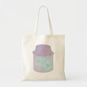 Galaxy Cat in a Jar Kawaii Space Cat Art Tote Bag