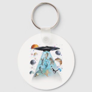 Galaxy Cat Swimming T-Shirt   Cute Astronaut Cats  Key Ring