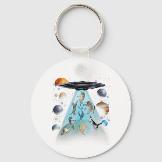 Galaxy Cat Swimming T-Shirt | Cute Astronaut Cats  Key Ring
