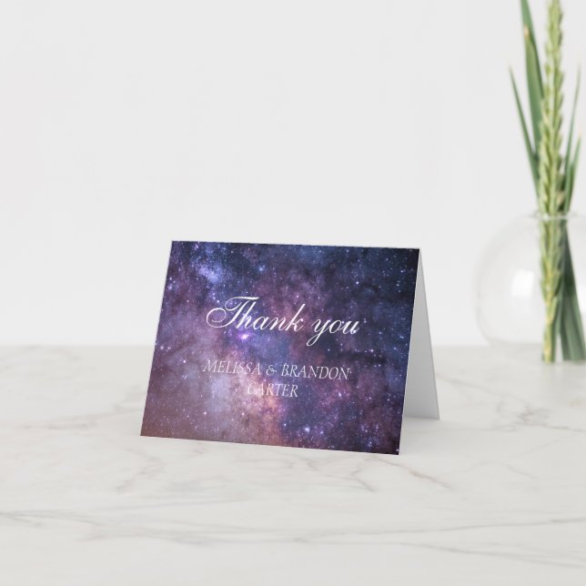 Galaxy Celestial Starry Night Wedding Thank you  Card (Front)