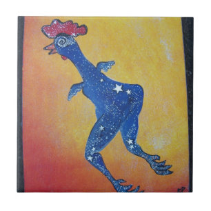 Galaxy chicken ceramic tile