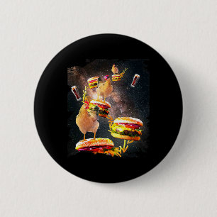 Galaxy Chicken On Burger - Space Cheeseburger 6 Cm Round Badge