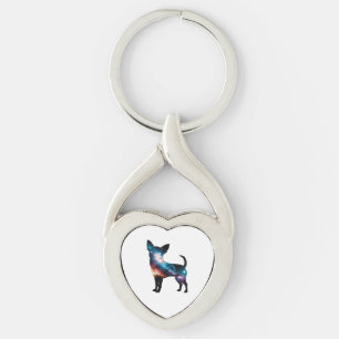 Galaxy Chihuahua Silhouette Key Ring